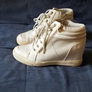 white high heeled sneakers